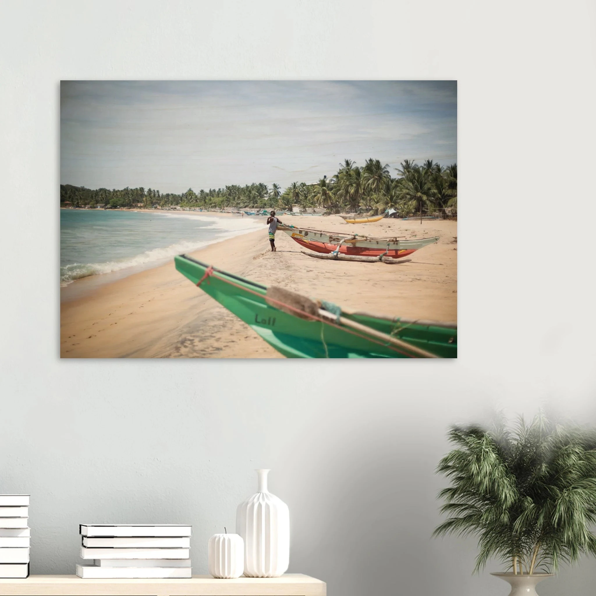 Arugam Bay, Sri Lanka – Rechter Pointbreak an der Ostküste Sri Lankas mit langer Saison von Mai bis September. Kunstdruck auf Holz.