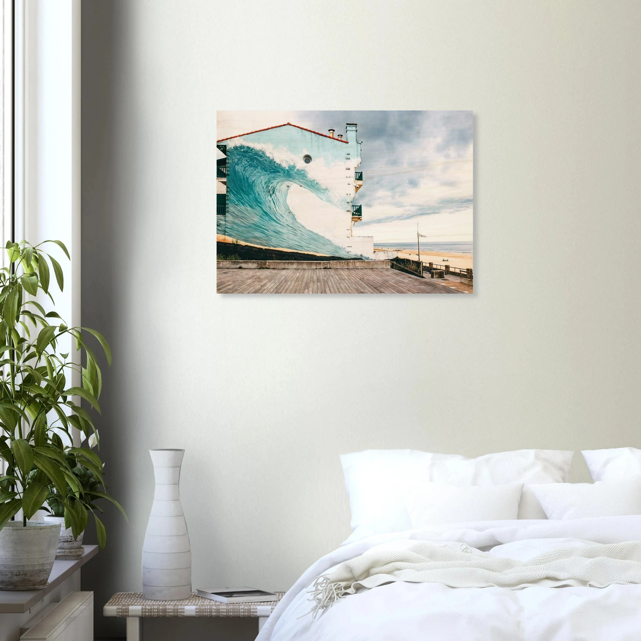 Hossegor, Frankreich – Beachbreak-Hotspot in den Landes, Austragungsort der WSL-Quiksilver-Pro-Wettkämpfe. Kunstdruck auf Holz.