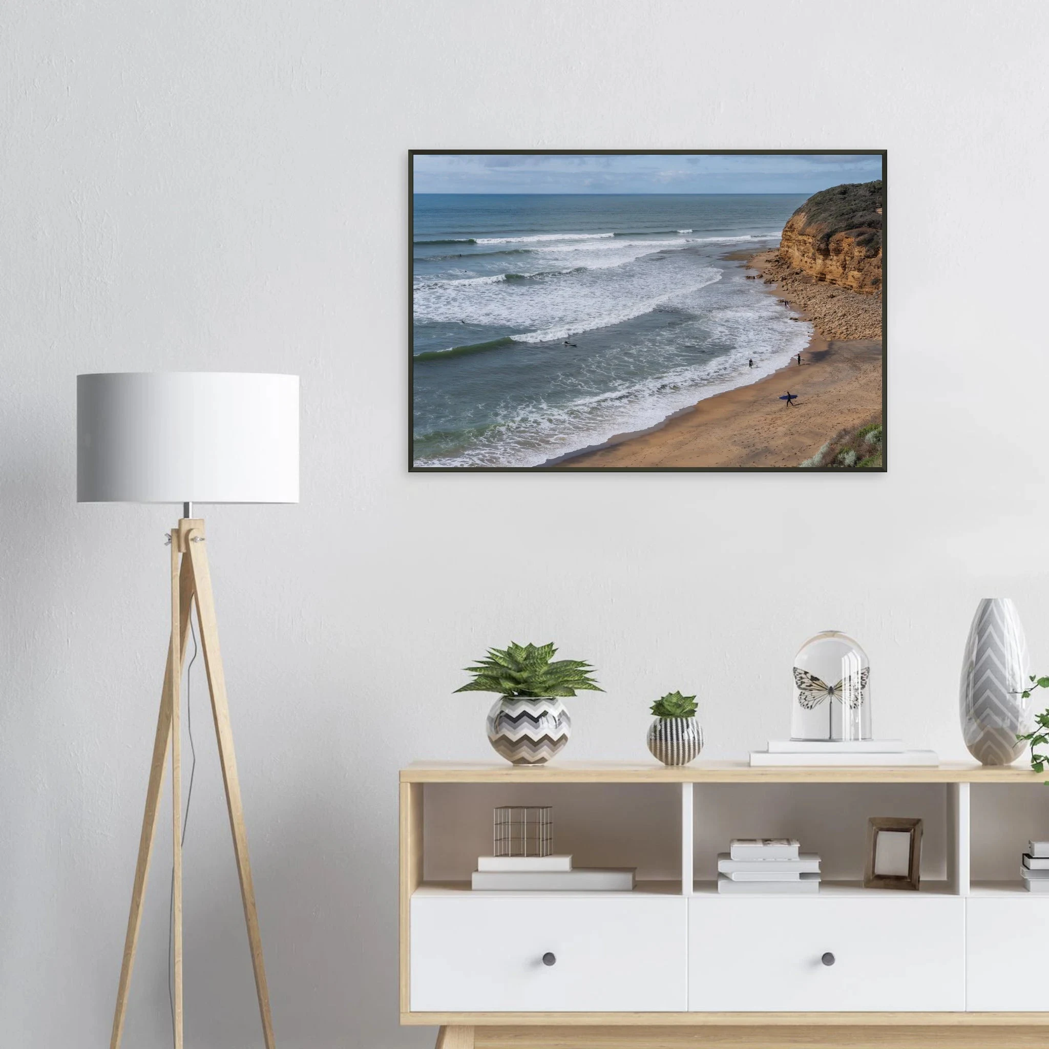 Torquay, Australien – Heimat der Bells Beach und Sitz der Surfmarken Rip Curl und Quiksilver in Victoria. Poster im Metallrahmen.