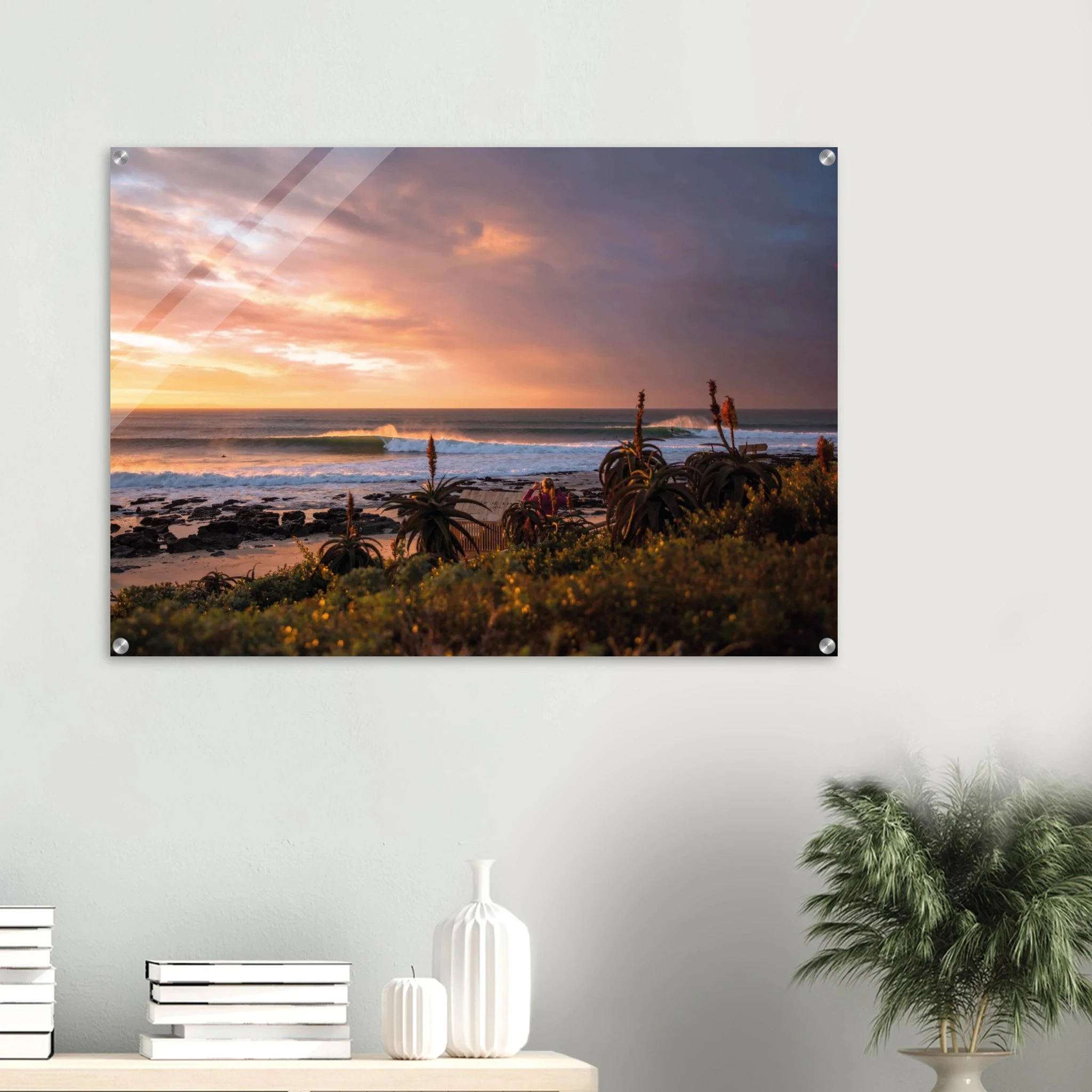 Jeffreys Bay, Südafrika – Supertubes-Pointbreak am Indischen Ozean, Austragungsort der WSL Corona Open J-Bay. Kunstdruck auf Acrylglas.