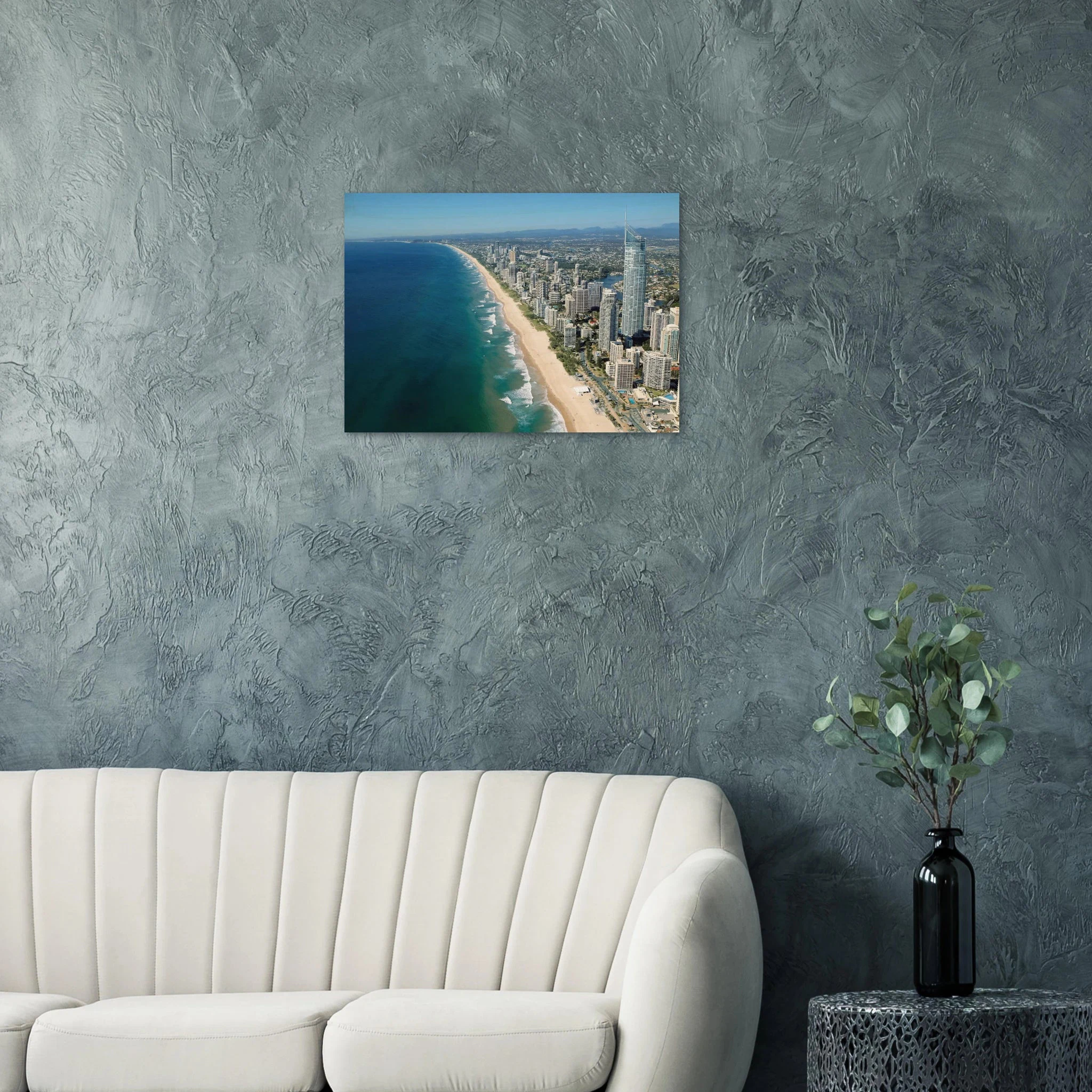 Gold Coast, Australien – Queensland-Küste mit Superbank Pointbreaks wie Snapper Rocks und Kirra. Kunstdruck auf Holz.