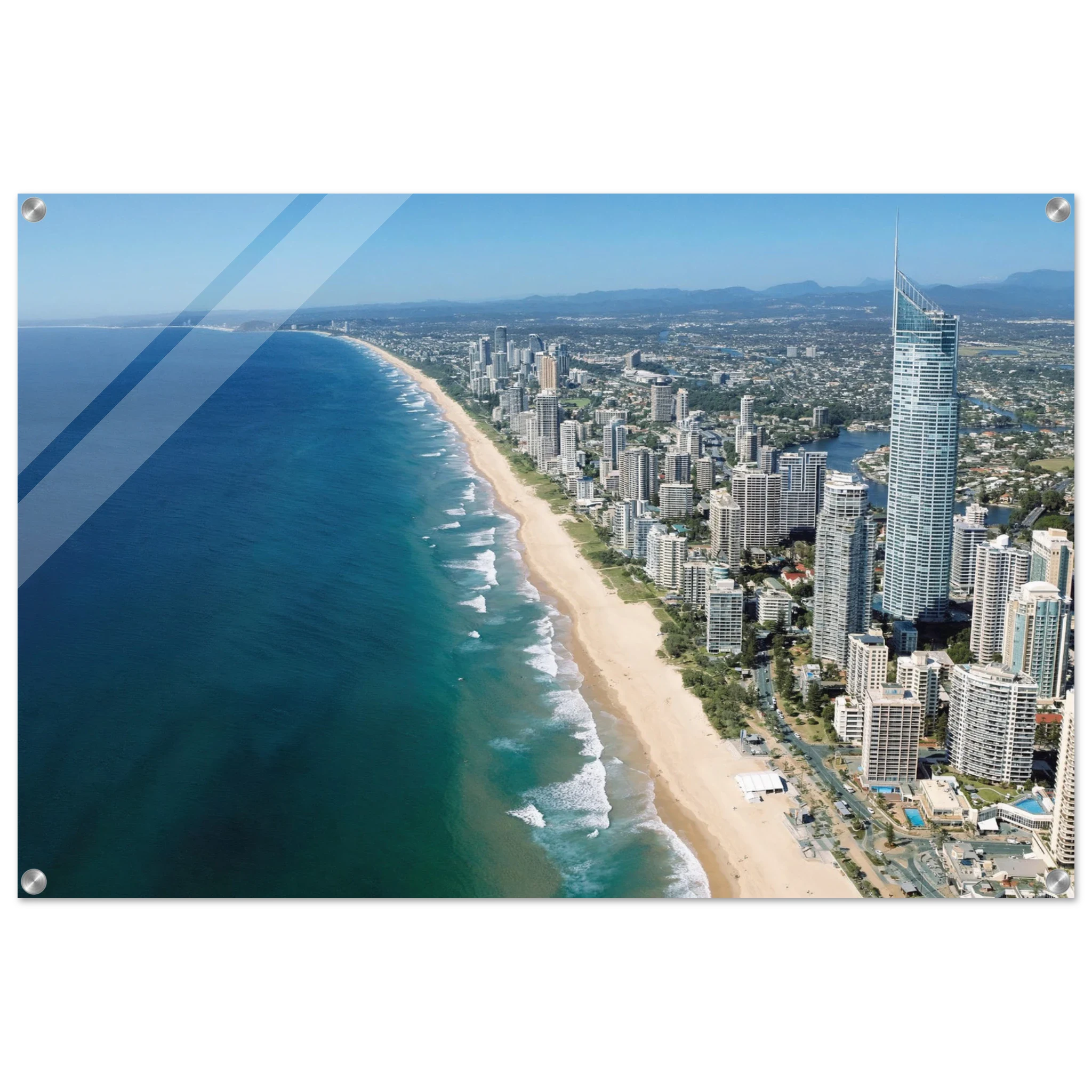 Gold Coast, Australien – Queensland-Küste mit Superbank Pointbreaks wie Snapper Rocks und Kirra. Kunstdruck auf Acrylglas.