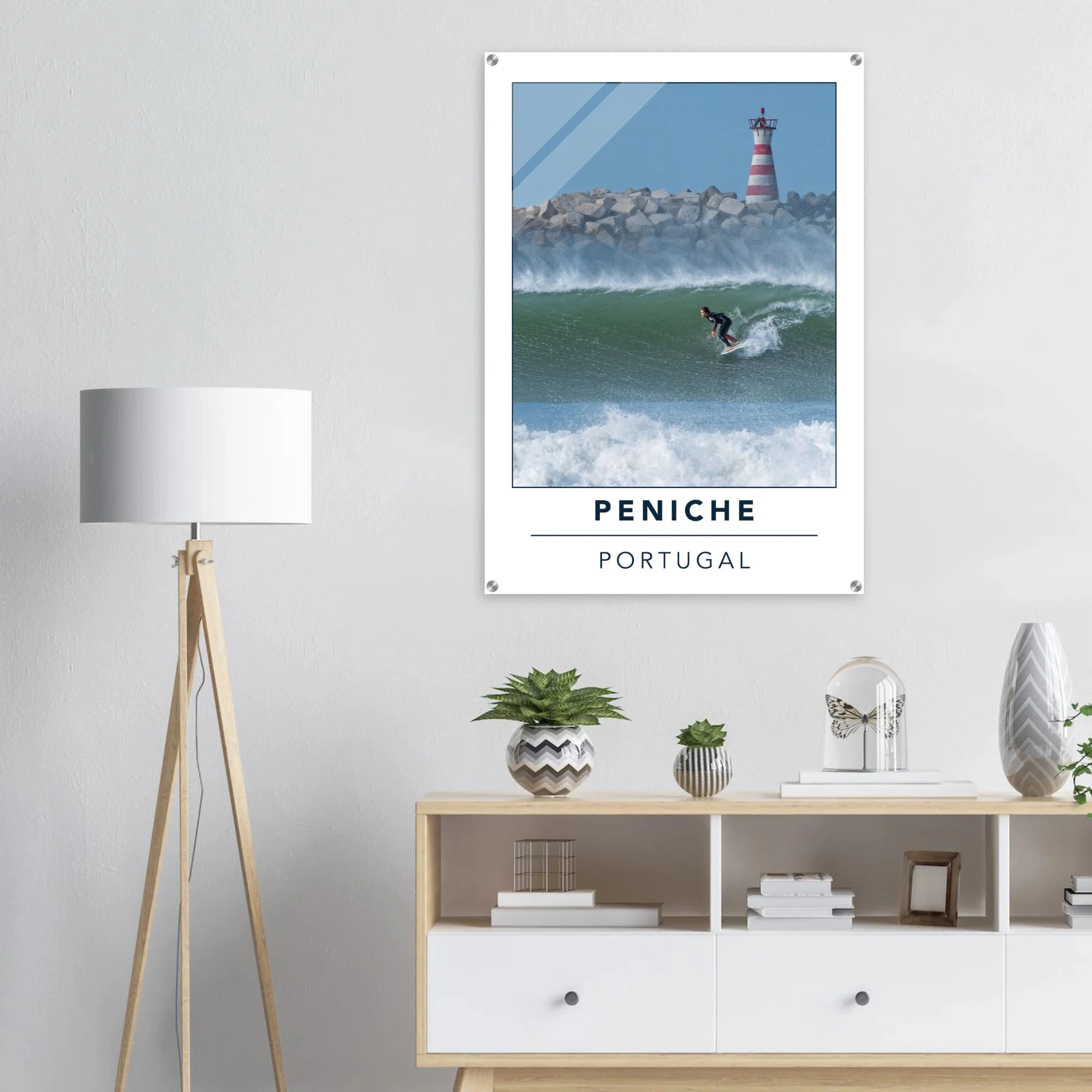 Peniche, Portugal – Halbinsel mit Supertubos-Beachbreak, Austragungsort der WSL Meo Rip Curl Pro Portugal. Kunstdruck auf Acrylglas.