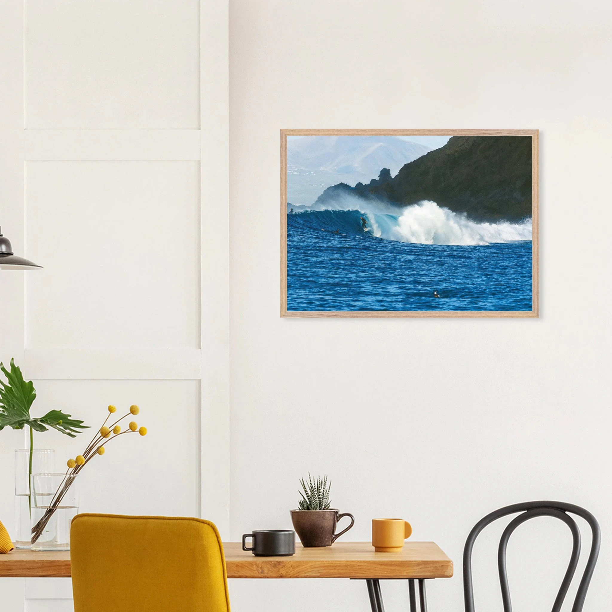 Fuerteventura, Spanien – Kanareninsel mit Vulkangestein-Reefbreaks im Norden und ganzjährig konstantem Atlantik-Swell. Poster im Galerie-Holzrahmen.