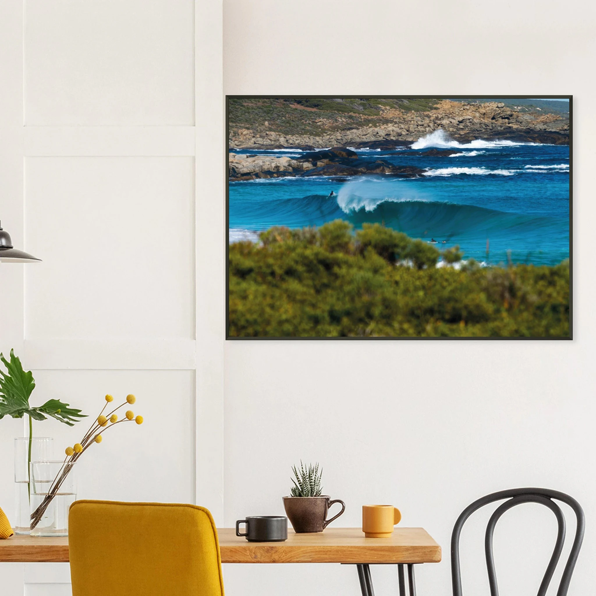 Margaret River, Australien – Westaustralische Region mit kräftigen Reefbreaks und mehreren Hai-relevanten Spots. Poster im Metallrahmen.