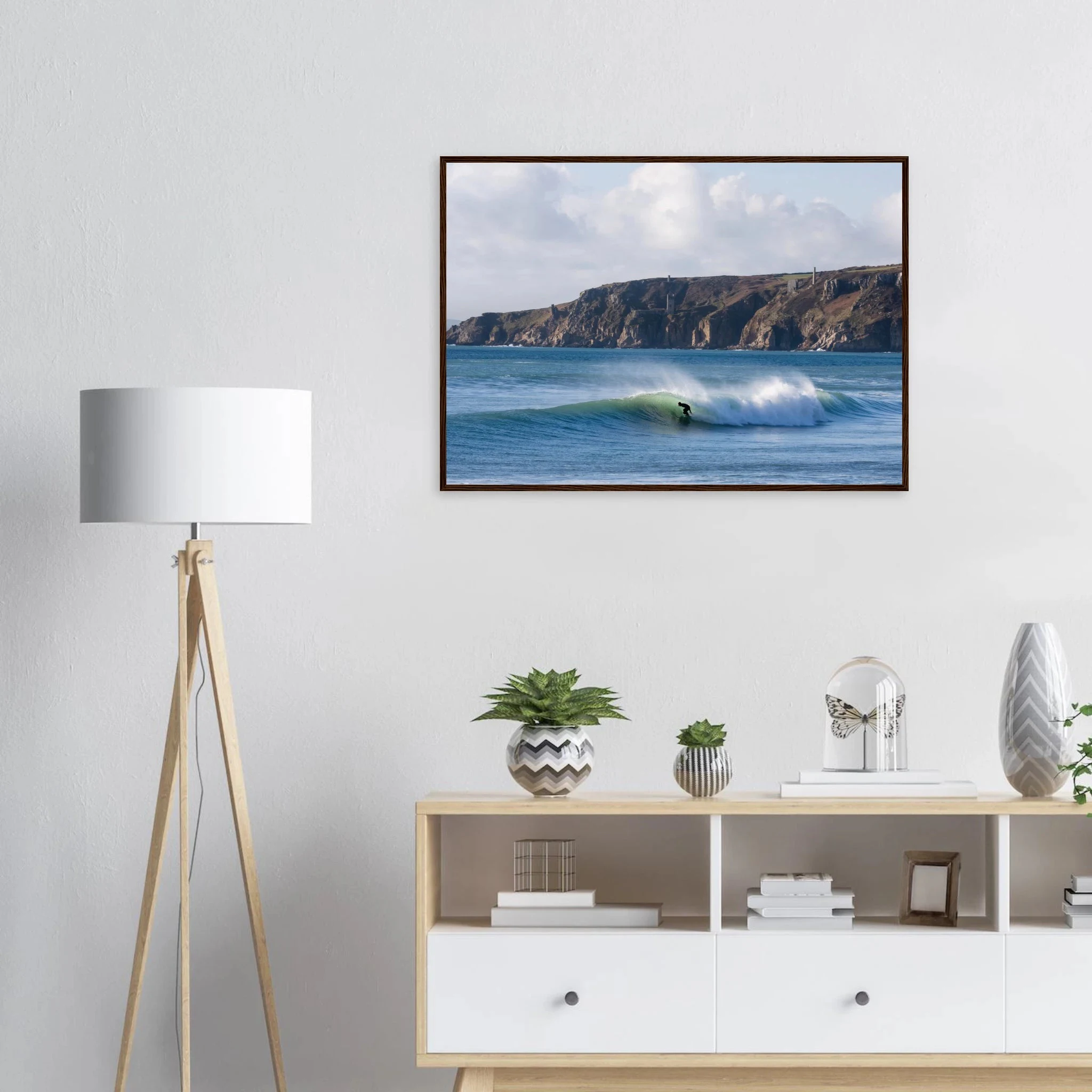 Newquay, England – Surfhauptstadt Cornwalls mit Fistral Beach und britischer Boardriders-Tradition. Poster im Holzrahmen.