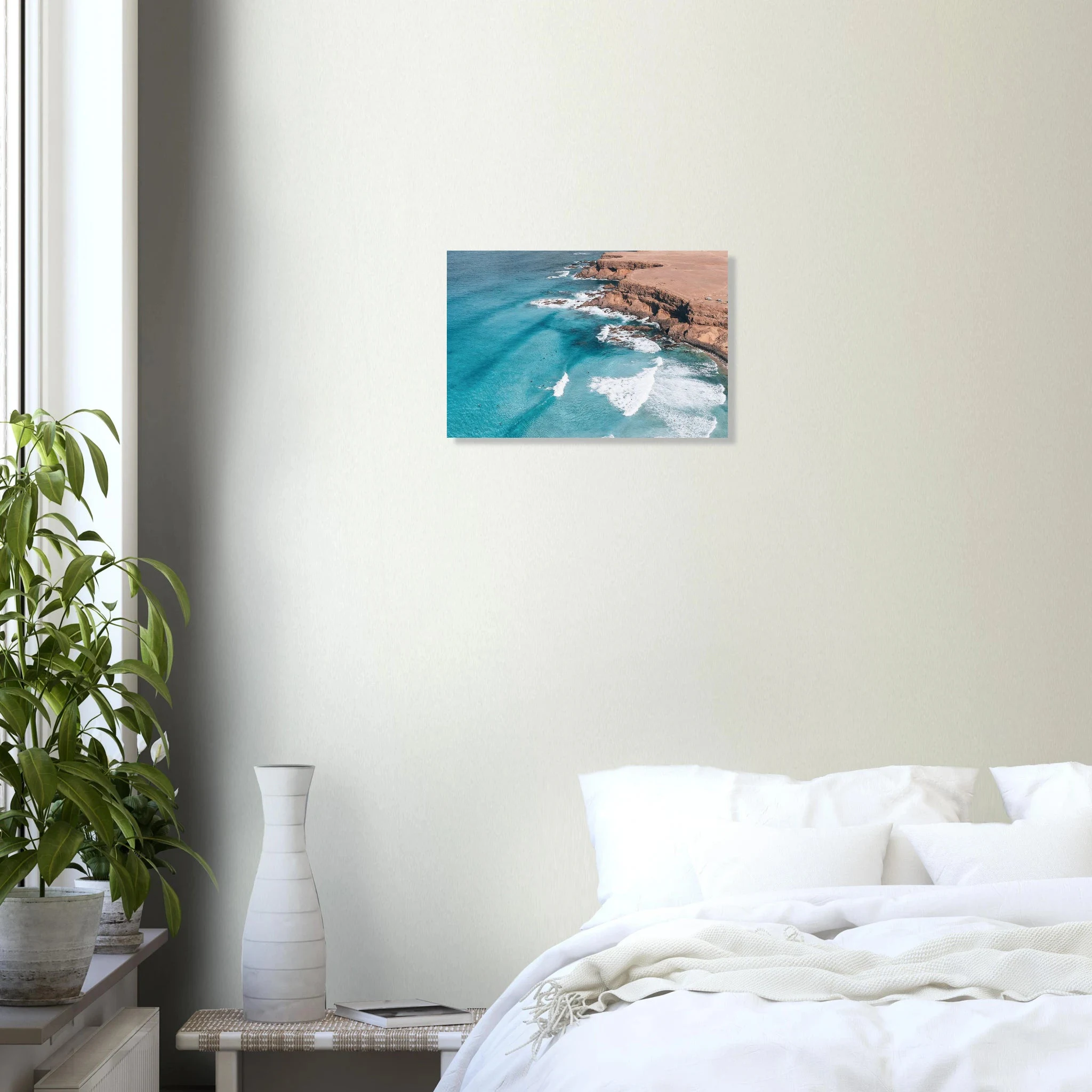 Fuerteventura, Spanien – Kanareninsel mit Vulkangestein-Reefbreaks im Norden und ganzjährig konstantem Atlantik-Swell. Kunstdruck auf Alu-Dibond.